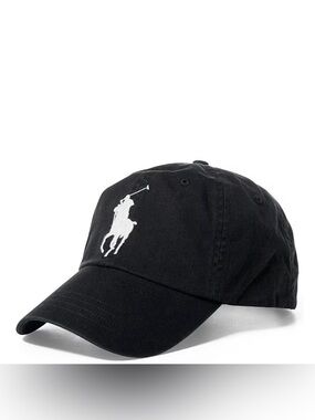 NWT Polo by Ralph Lauren Black Baseball Big Pony Athletic Twill Cap